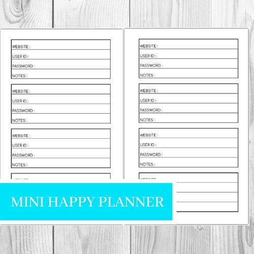 Password Tracker Printable Happy Planner Passwords Insert - Etsy