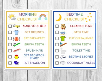 Kids Routine Morning/Bedtime Editable Checklist Printable | Chore Chart | Kid Routine Chart | Kid Printable | Instant Download