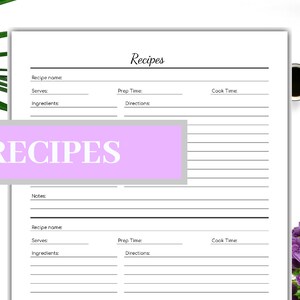 Recipe Sheet Printable Printable Recipe Recipe Inserts Instant Download ...