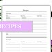 Recipe Sheet Printable Printable Recipe Recipe Inserts Instant Download ...