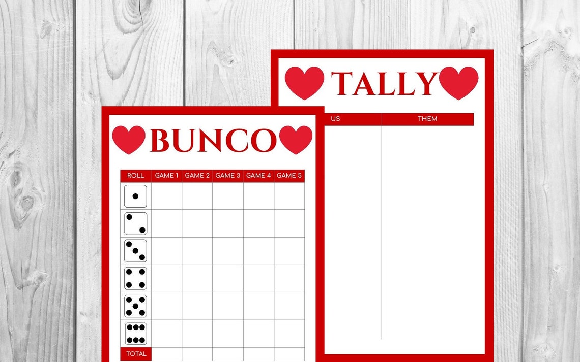 Valentine BUNCO Score Cards Printable Game Printables Etsy Valentine BUNCO Score Cards Printable Game Printables Etsy