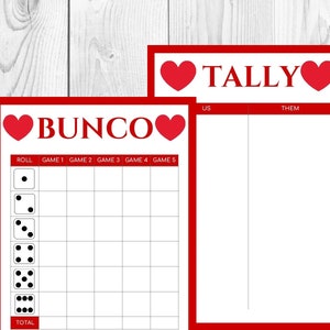 Valentine BUNCO Score Cards Printable Game Printables Printable Games ...