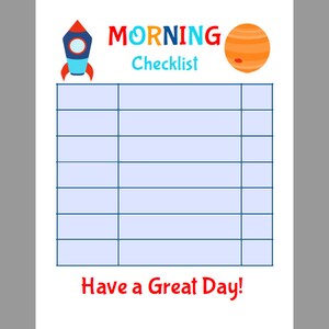Kids Routine Space Morning/bedtime Editable Checklist Printable Chore ...