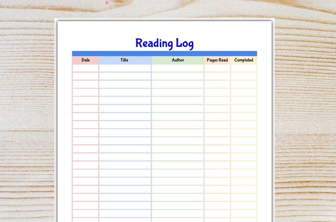 Reading Log Printable Book Log Reading List Kids Reading Goal PDF ...
