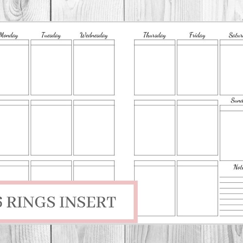 B6 Rings Weekly Planner Box Planner Inserts Printable Week - Etsy
