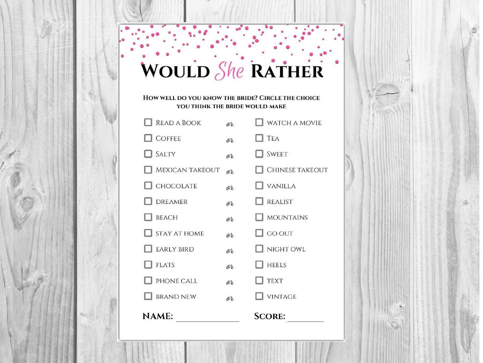 Pink Bridal Bundle Game Printable Bridal Shower Games | Etsy