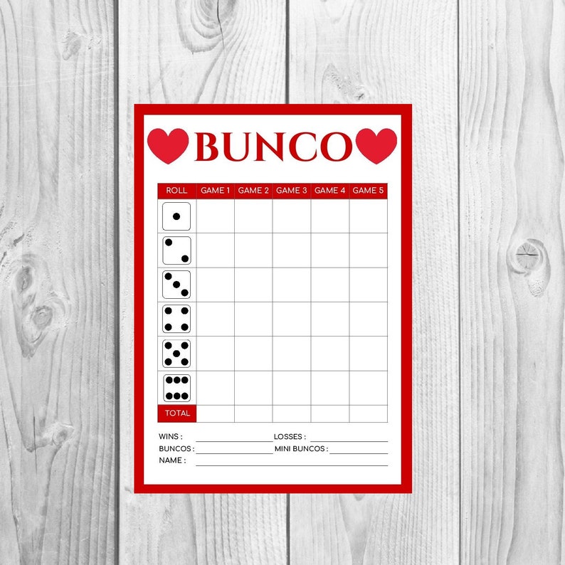 Valentine BUNCO Score Cards Printable Game Printables - Etsy
