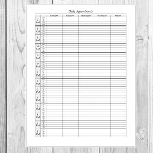 Daily Appointments Printable | Editable Appointment Sheet | Instant ...
