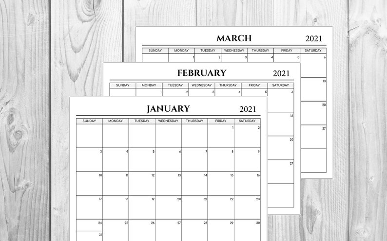 2021 Calendar 12 Month Calendar Printable Calendar Desk Etsy