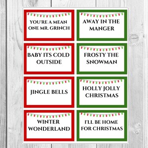 Christmas Carol Pictionary 32 Cards Printable | Christmas Games| Family ...