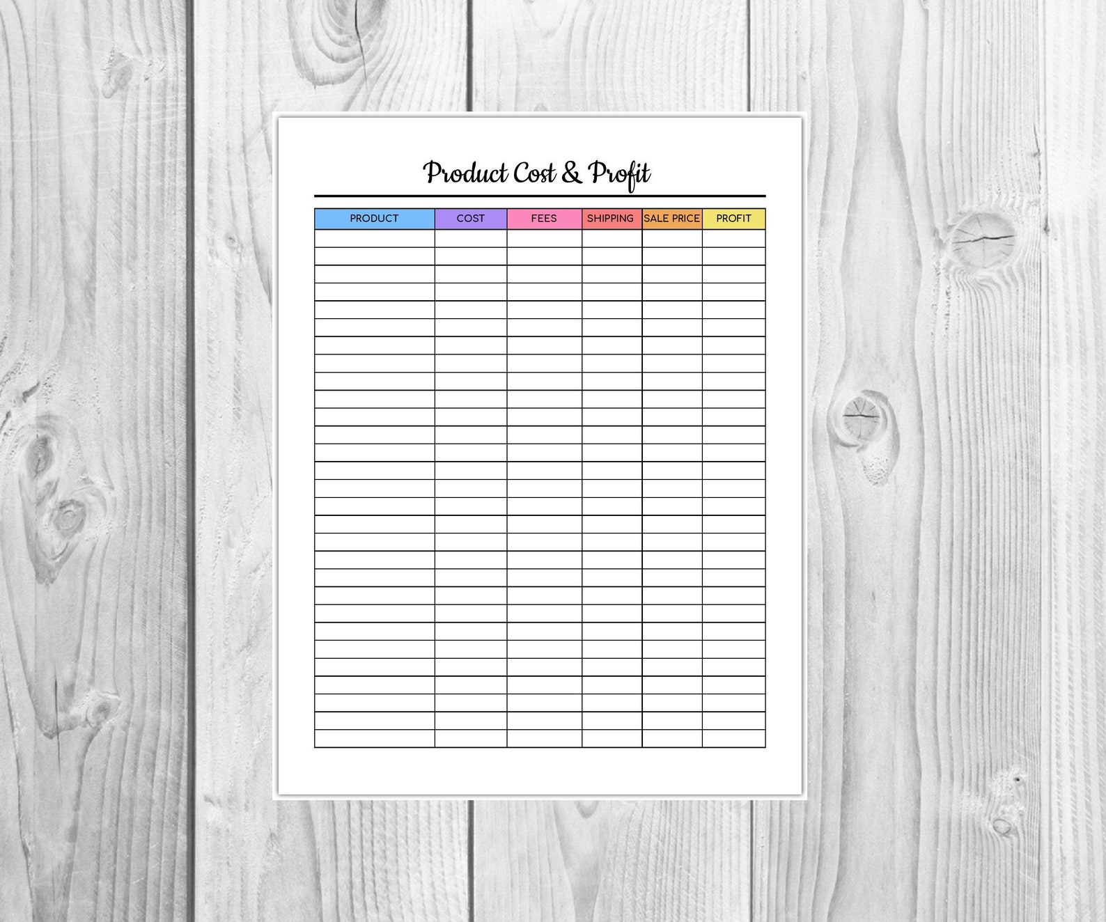 Product Cost and Profit Printable Editable Business Forms | Etsy