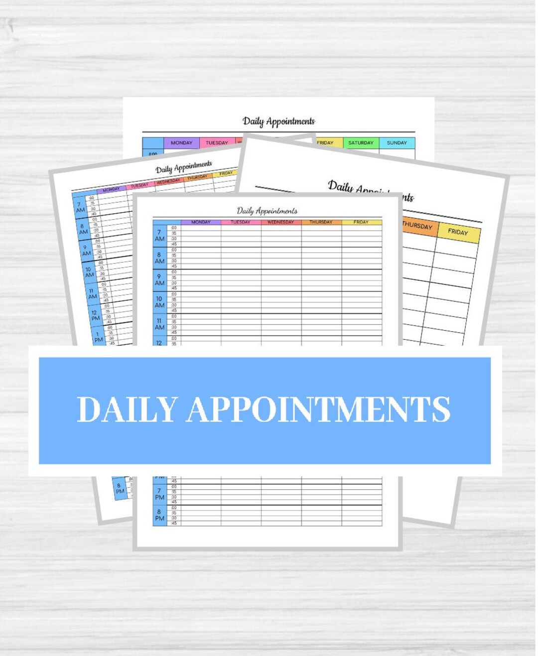 Daily Appointments Colorful Printable Editable Appointment - Etsy