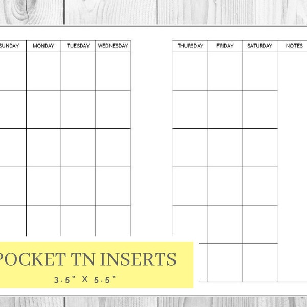 Pocket Size TN Monthly Planner | Blank Calendar | Printable Planner | Month on Two Pages | Instant Download