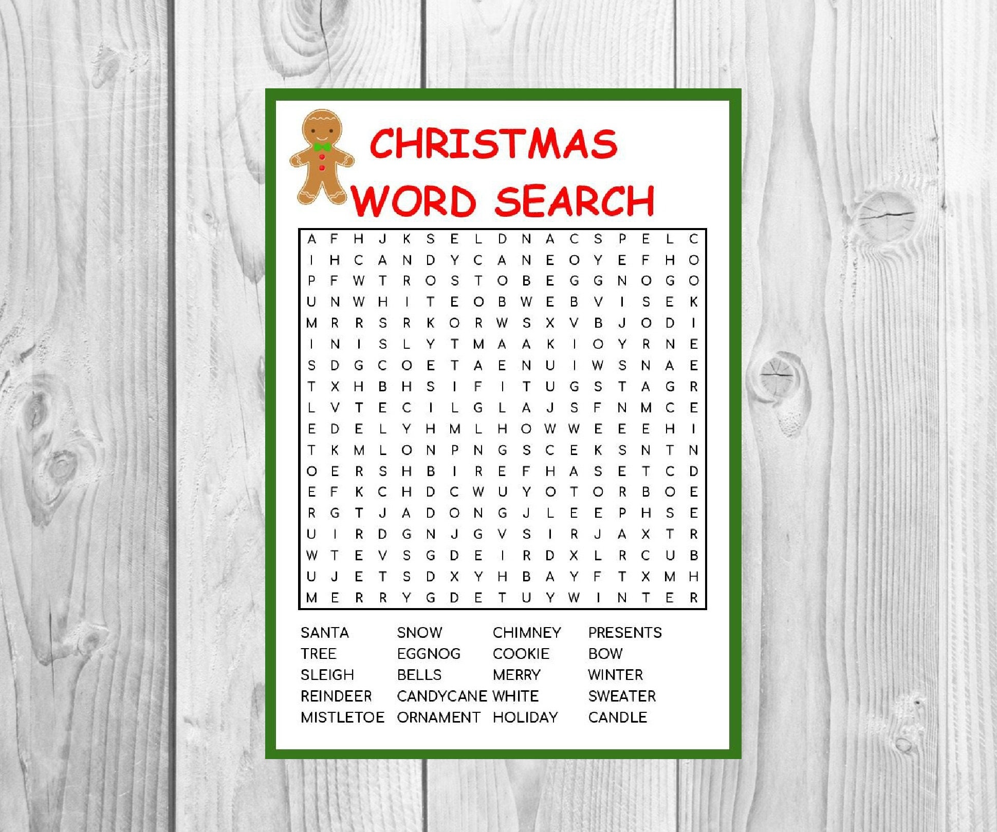 Christmas Word Search Kid Games Printable Christmas Game | Etsy