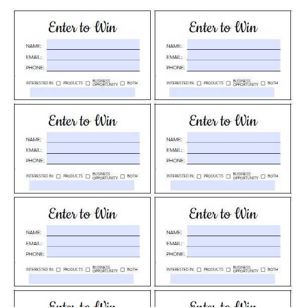 Enter to Win Template Printable Fillable Enter to Win - Etsy Canada