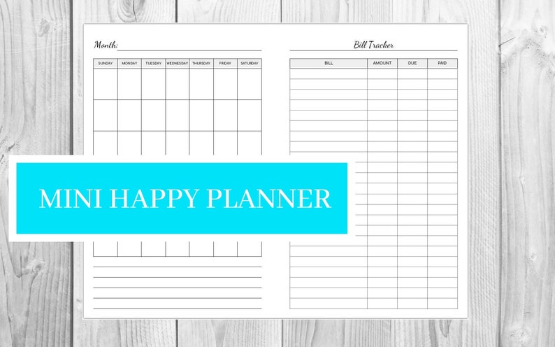 Happy Planner Mini Bill Tracker Calendar Printable Expense - Etsy