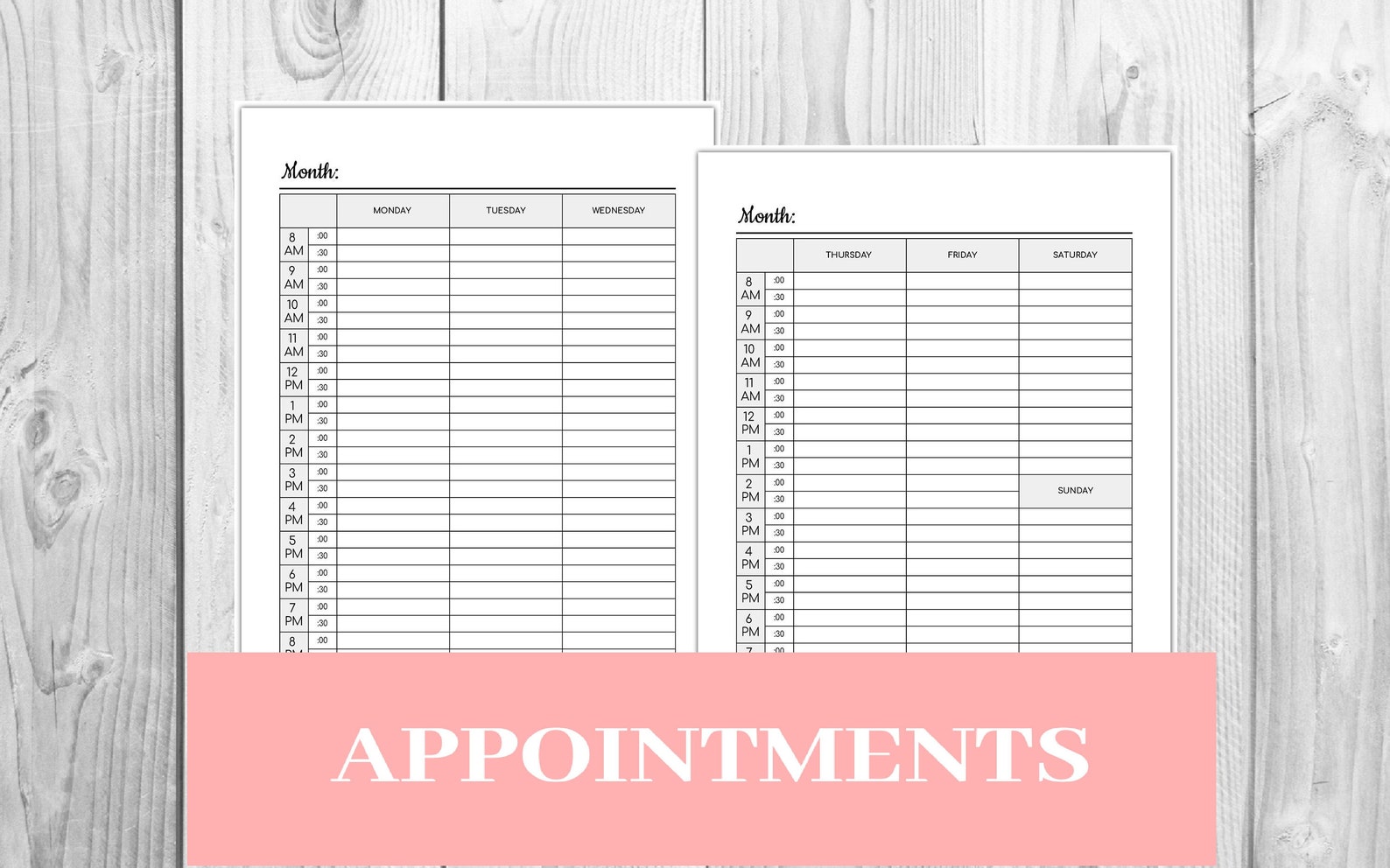 Monthly Appointments Printable Fillable Appointment Sheet Etsy