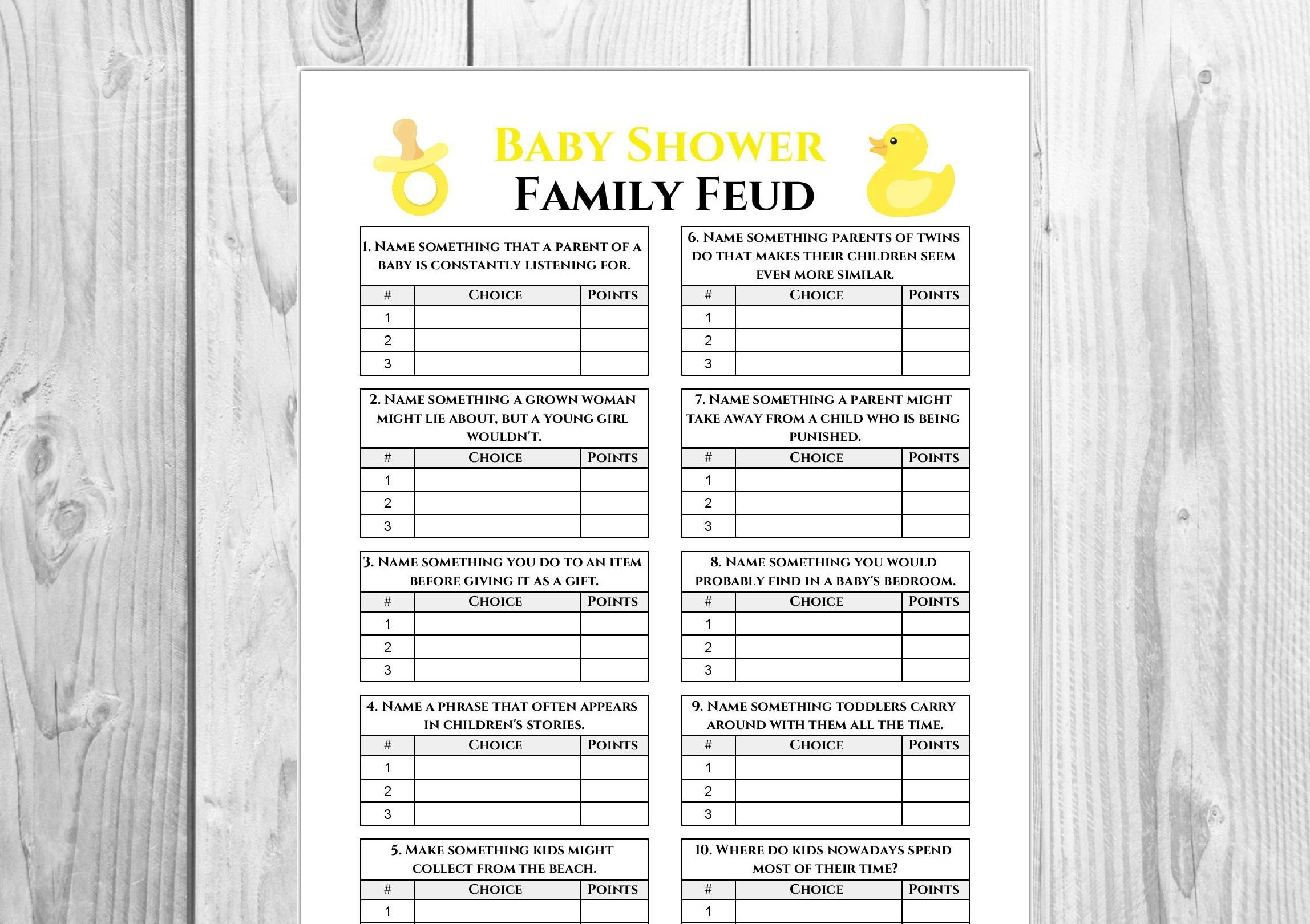 Baby Shower Family Feud Game Party Game Printable Family | Etsy Baby Shower Family Feud Game Party Game Printable Family | Etsy