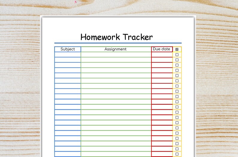 Kids Homework Tracker Assignment Tracker Grade Etsy Kids homework tracker assignment tracker grade etsy