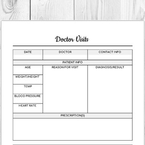 Doctor Visit Printable Editable Doctor Record Instant Download US ...