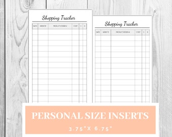 Personal Size Shopping List Printable | Order Tracker | Online Shopping |3.75 x 6.75 inches Filofax Instant Download