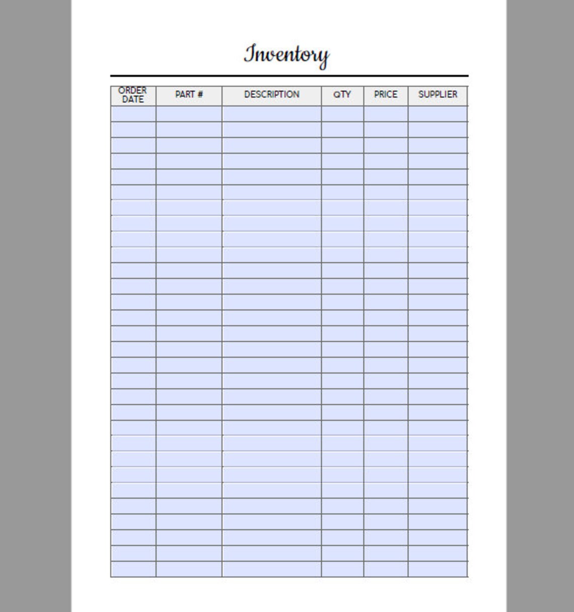 Inventory Printable Editable Product Inventory Etsy - Etsy