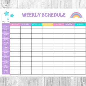 Simple Weekly Schedule Planner Printable Study Schedule Weekly ...