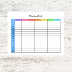 Daily Appointments Colorful Printable Editable Appointment - Etsy