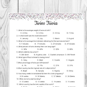 Twins Trivia Birthday Game Printable | Baby Shower Game | Kids Games | Party Games | Birthday Activity | INSTANT DOWNLOAD