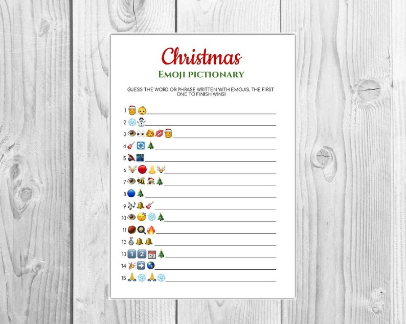 Christmas Song Emoji Pictionary Xmas Games Christmas Games Holiday Game Printable Family Games Printable Games Instant Download image 2