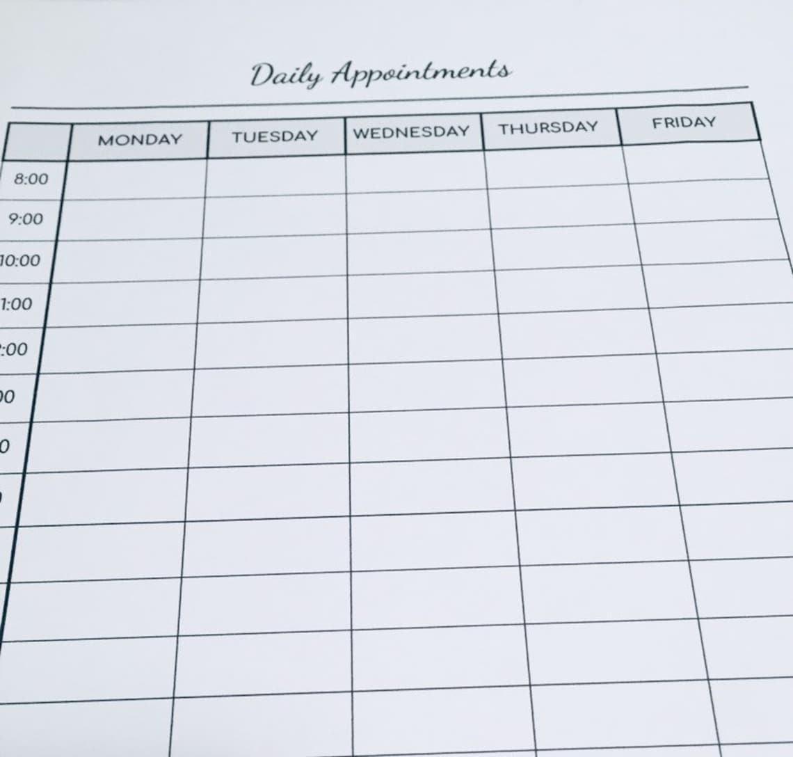 Daily Appointments Printable Editable Appointment Sheet | Etsy