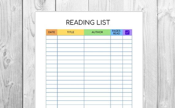 Reading List Printable Book Log Reading List Kids | Etsy