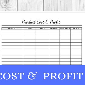 Product Cost and Profit Printable Editable Instant Download Profit ...