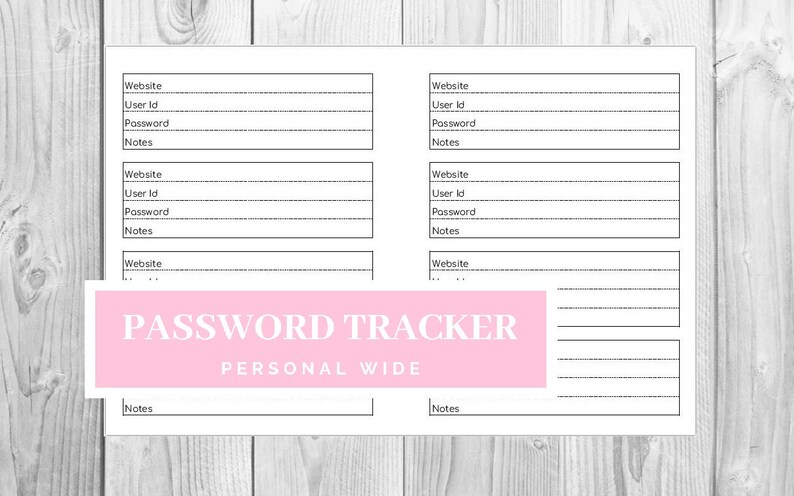 Personal Wide Password Log Printable Internet Passwords - Etsy