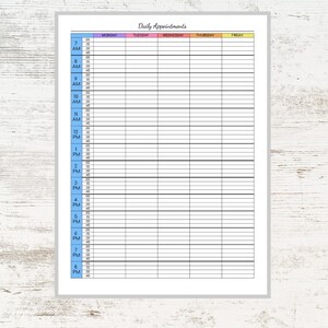 Daily Appointments Colorful Printable Editable Appointment - Etsy