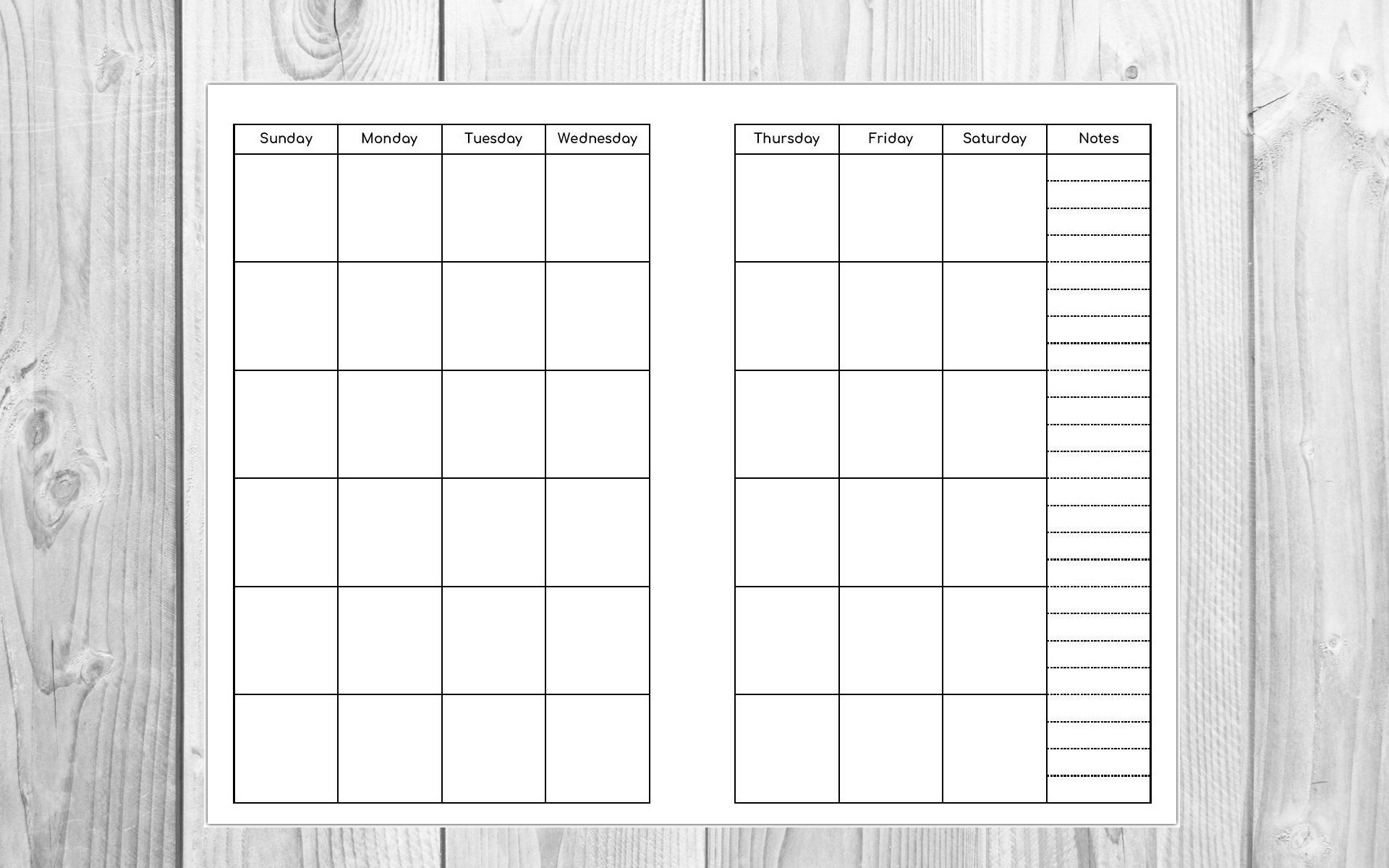 Micro TN Monthly Planner Blank Calendar Printable Planner | Etsy