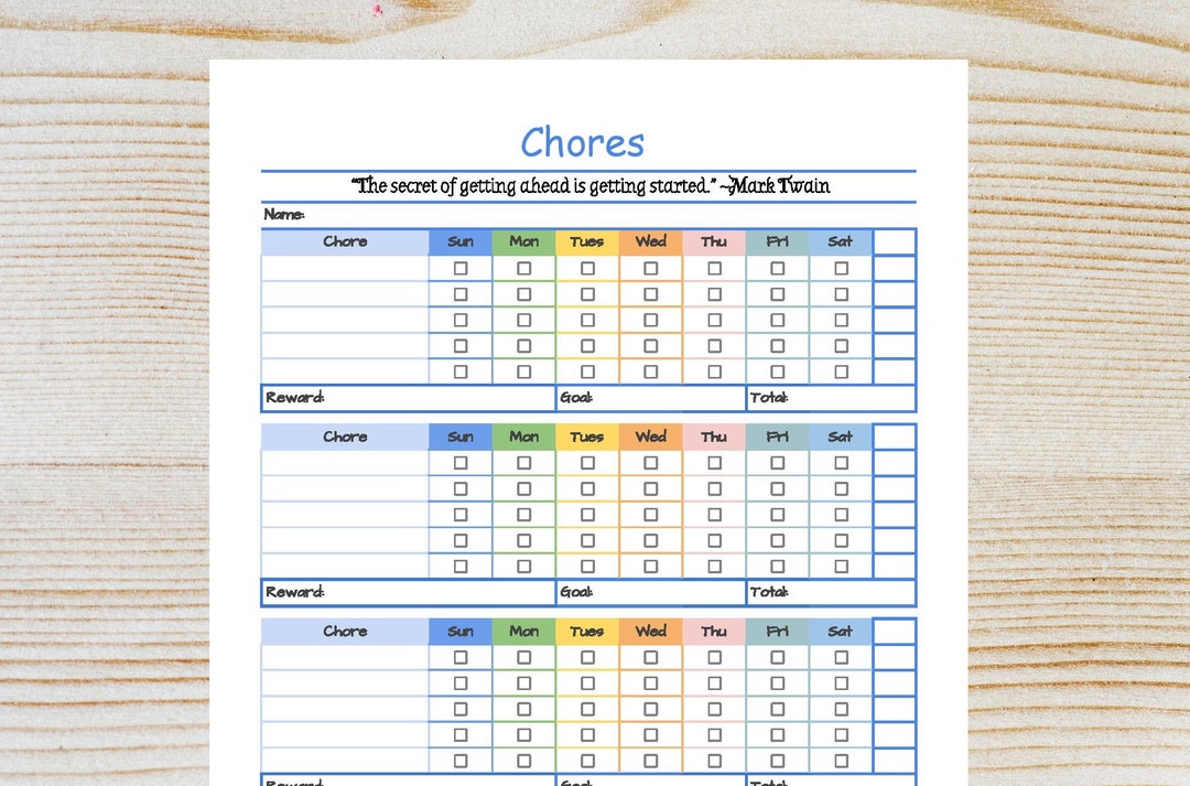 Chore List Chore Chart-kids Chores Printable instant Download - Etsy