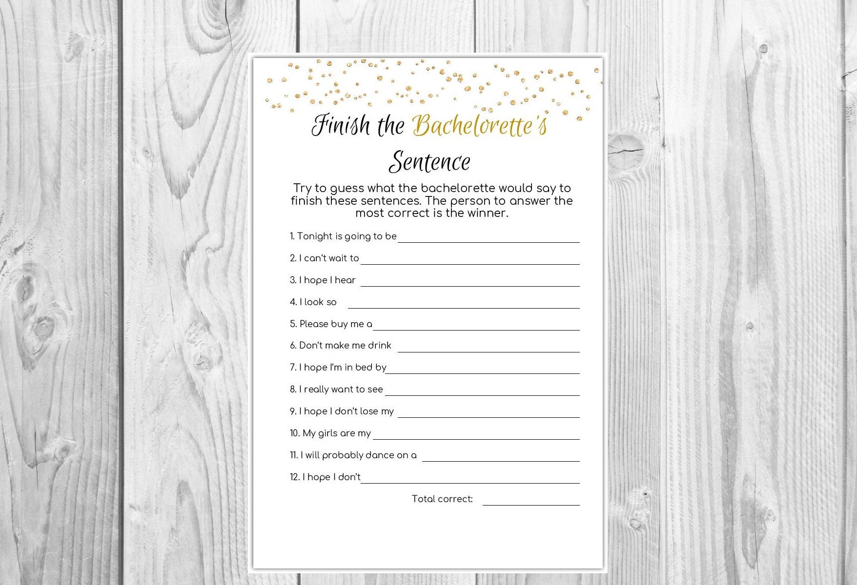 Finish the Sentence Printable Bridal Shower Games INSTANT Etsy