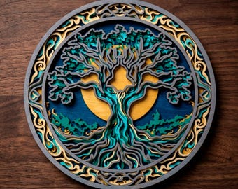 3D Tree of Life Laser Cut File Multilayer SVG Wood Wall Art