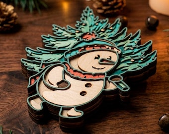 Snowman multilayer SVG. 3D Christmas Decor. CNC . Cricut construction. Layered. Laser cut file