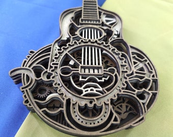 Guitar multilayer. SVG. 3D Decor. CNC . Cricut construction. Layered. Laser cut file