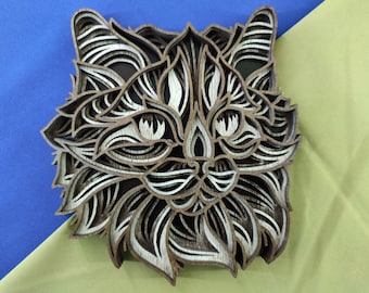 Cat multilayer. SVG. 3D Decor. CNC . Cricut construction. Layered. Laser cut file