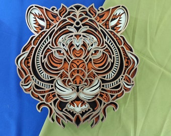 Tiger multilayer. SVG. 3D Decor. CNC . Cricut construction. Layered. Laser cut file