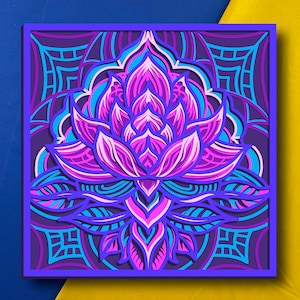 Lotus マルチレイヤー/ Lotus SVG/ 3D デコレーション/ CNC ファイル/ cricut 用 Lotus svg ファイル/ レイヤー ファイル