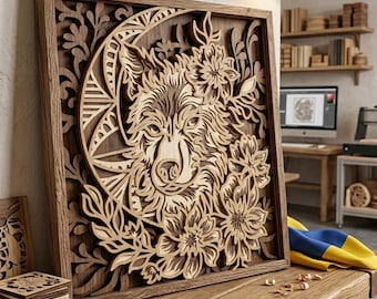 Wolf multilayer. SVG. 3D Decor. CNC . Cricut construction. Layered. Laser cut file