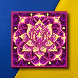 Lotus マルチレイヤー/ Lotus SVG/ 3D デコレーション/ CNC ファイル/ cricut 用 Lotus svg ファイル/ レイヤー ファイル