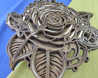 Rose multilayer. SVG. 3D Decor. CNC . Cricut construction. Layered. Laser cut file