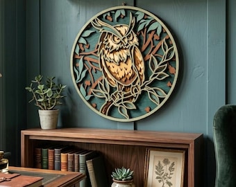 Owl multilayer. SVG. Forest Decor. Cricut construction. Layered. Laser cut file
