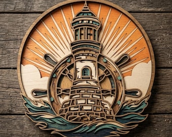 Lighthouse multilayer. SVG. 3D Ocean Decor. CNC . Cricut construction. Layered. Laser cut file