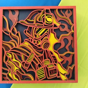 Firefighter Multilayer/ Firefighter SVG/ 3D Decor/ CNC file/ Firefighter svg files for cricut/ layered file